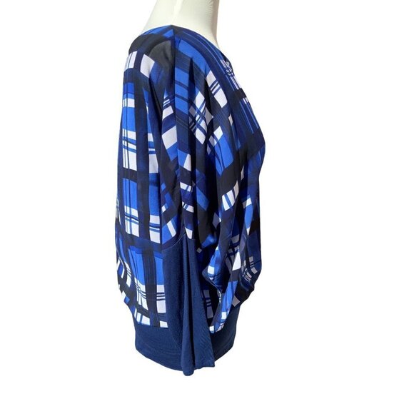 JOSEPH A LADIES BLUE AND WHITE CHECKERED PATTERN OVERSIZED BLOUSE  SHIRT TOP S - Picture 8 of 9